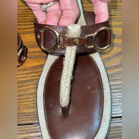 Cole Haan Nike Air Womens Brown Sandals with Gold Embellishment Size 9.5 - Picture 3 of 7